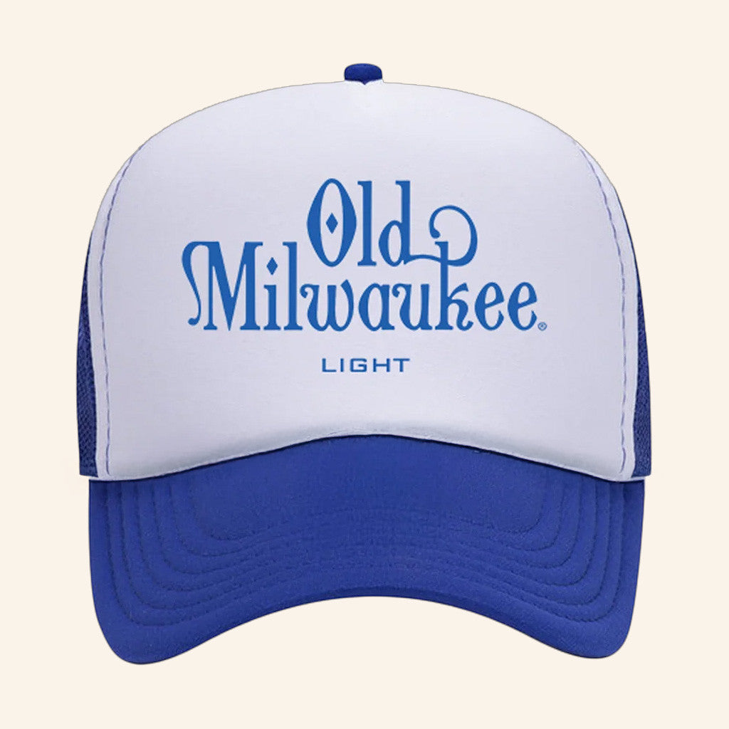 Old Milwaukee Merch Old Milwaukee Light Royal White Trucker Hat Friends Gifts