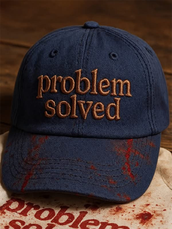 Problem Solved Navy Hat Horror Scary Bloody Merch Hat Halloween Gifts