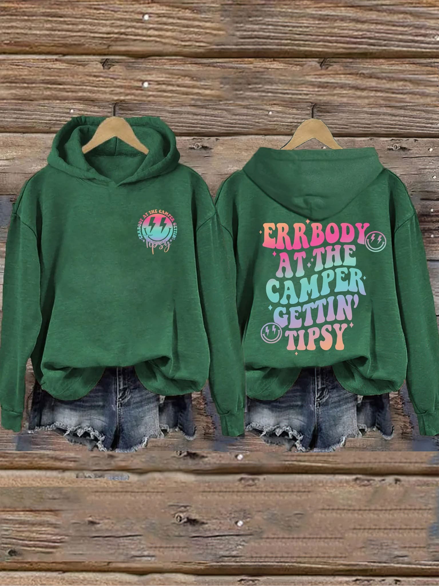 Errbody At The Camper Gettin Tipsy Hoodie Funny Camping Hoodie Gifts For Her