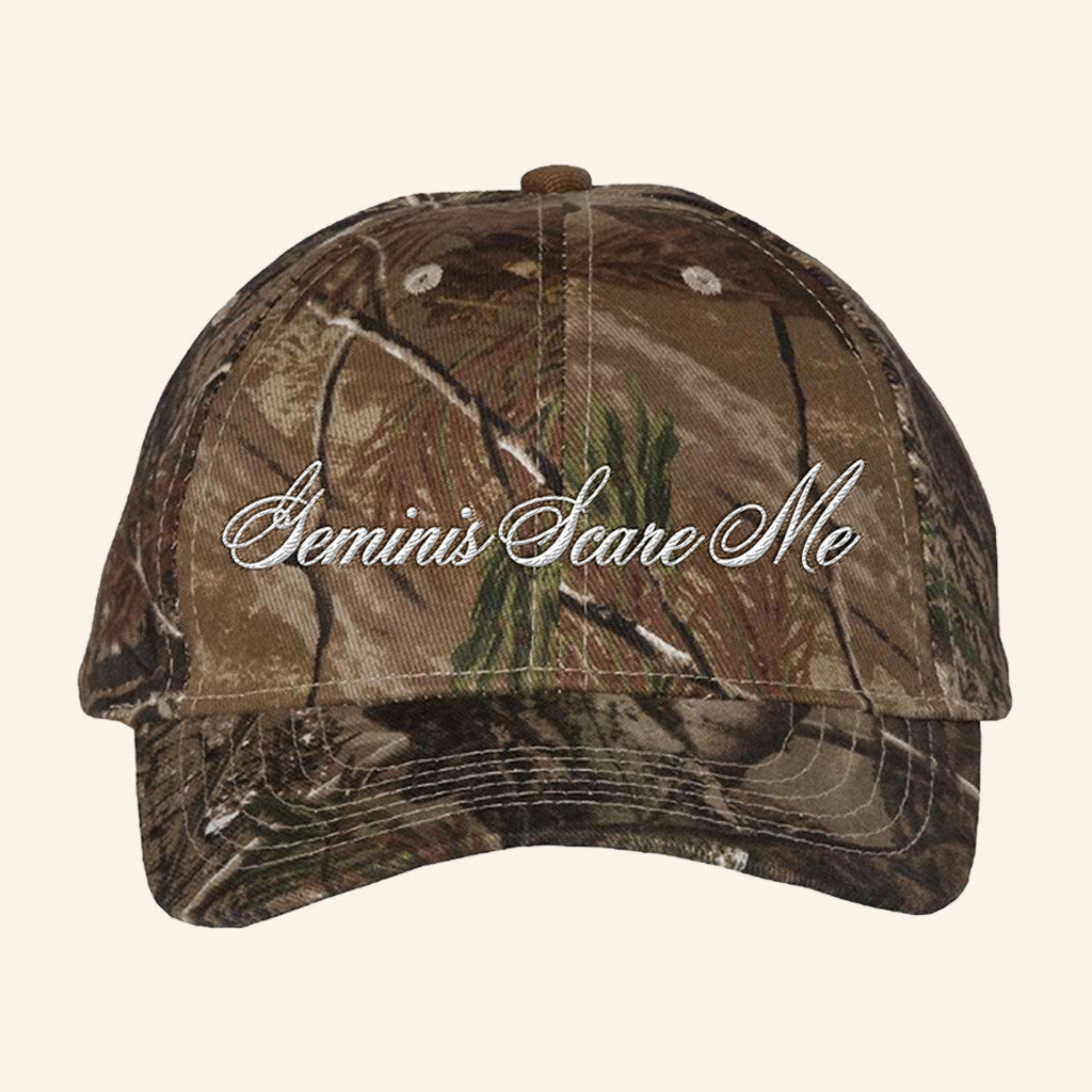 Role Model Merch Geminis Scare Me Embroidered Camo Hat Gifts For Him