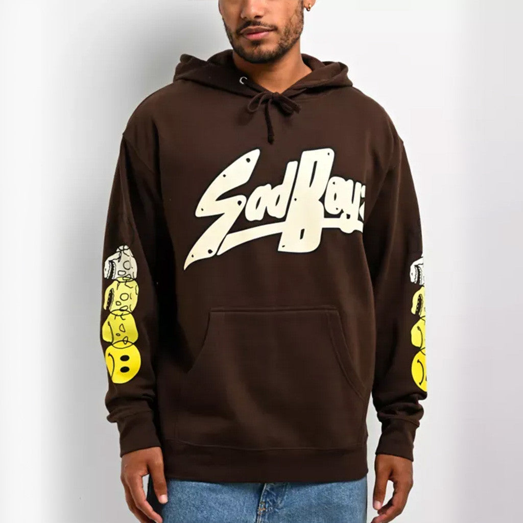 Junior H Sad Boyz Merch Sad Boyz Faces Brown Hoodie Present For Husband
