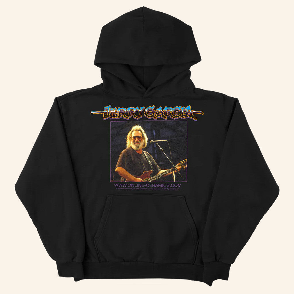 Online Ceramics Merch Jerry Garcia Jerry Portrait Black Hoodie Gifts For Dad