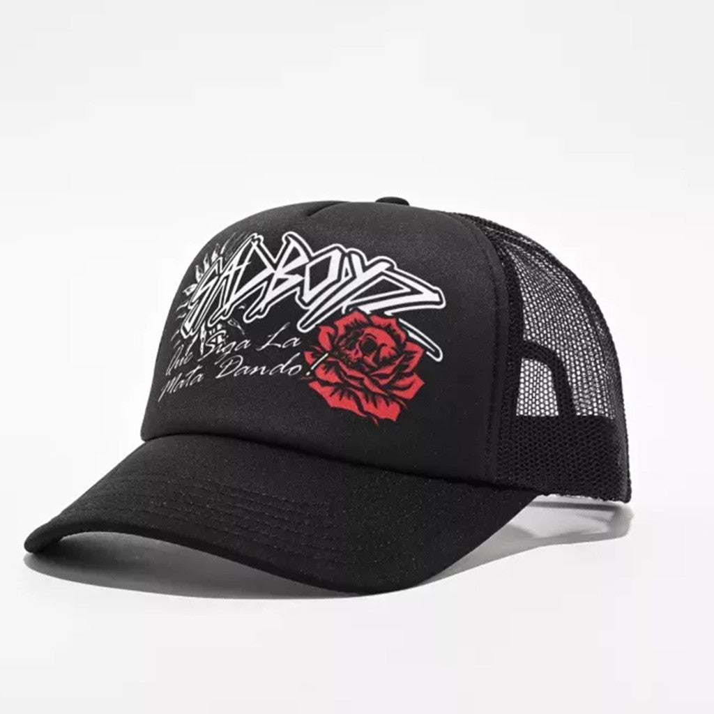 Junior H Sad Boyz Merch Sad Boyz Rose Black Trucker Hat Present For Him