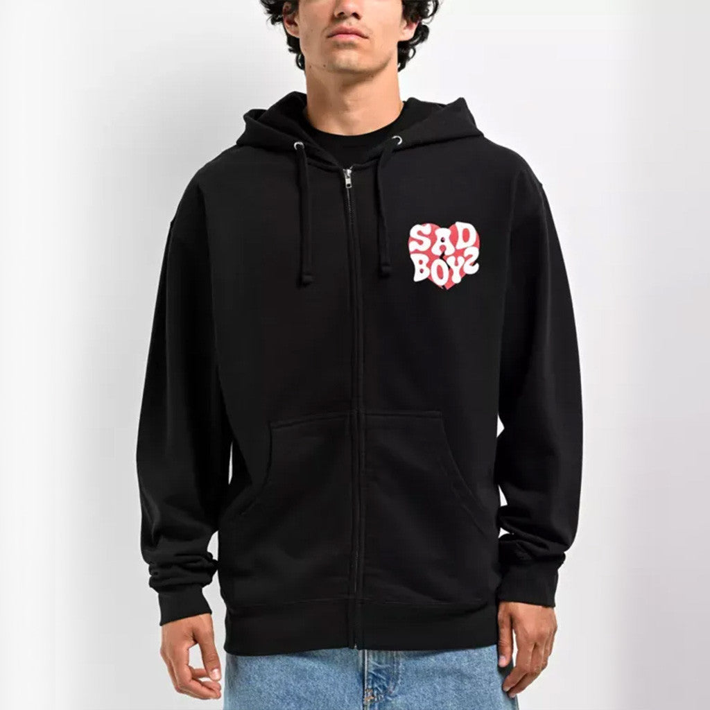 Junior H Sad Boyz Merch Sad Boyz Heart Black Zip Hoodie Present For Husband