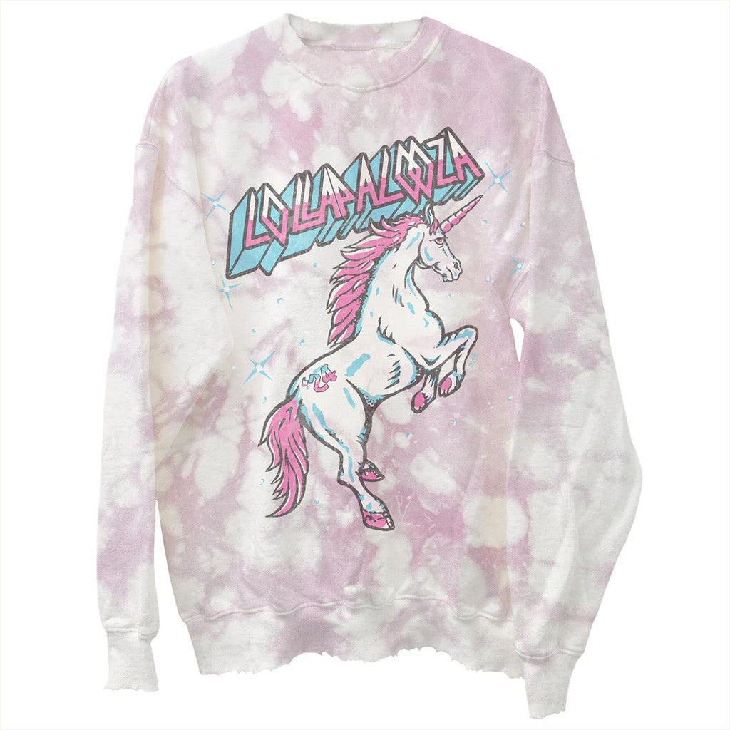 Lollapalooza Band Merch Unicorn Tie Dye Crewneck Sweatshirt Gifts For Wife