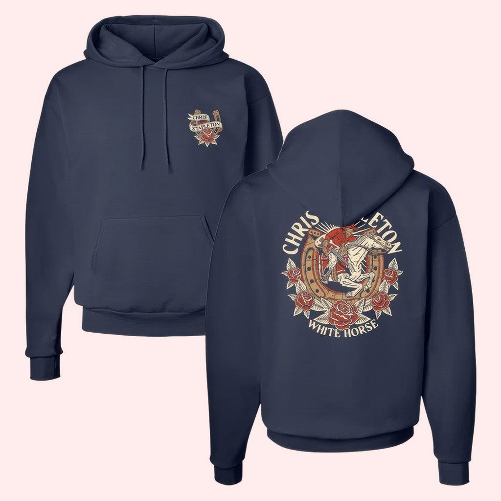 Chris Stapleton Merch White Horse Rose Hoodie Gift Ideas For Him