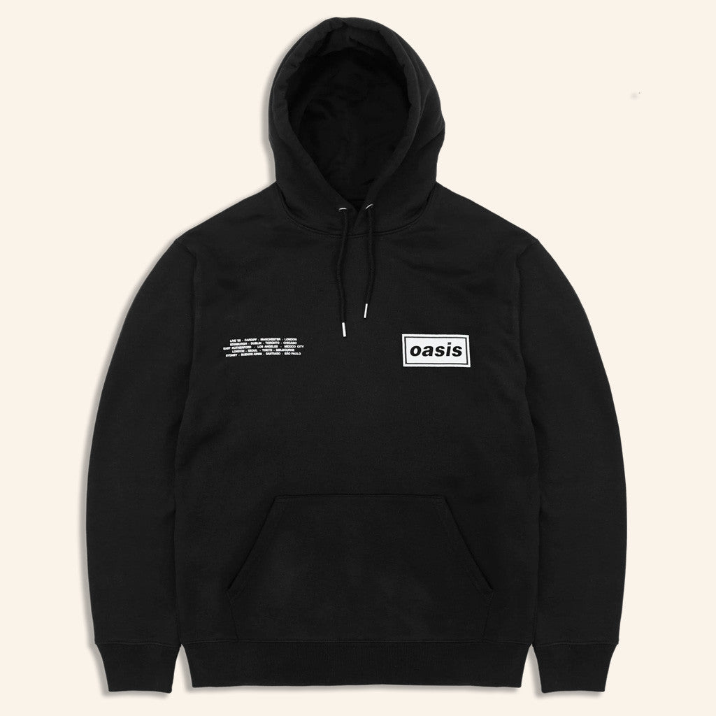 Oasis Tour Merch 2025 Live '25 Global Cities Logo Hoodie Black Good Gifts For Boyfriend