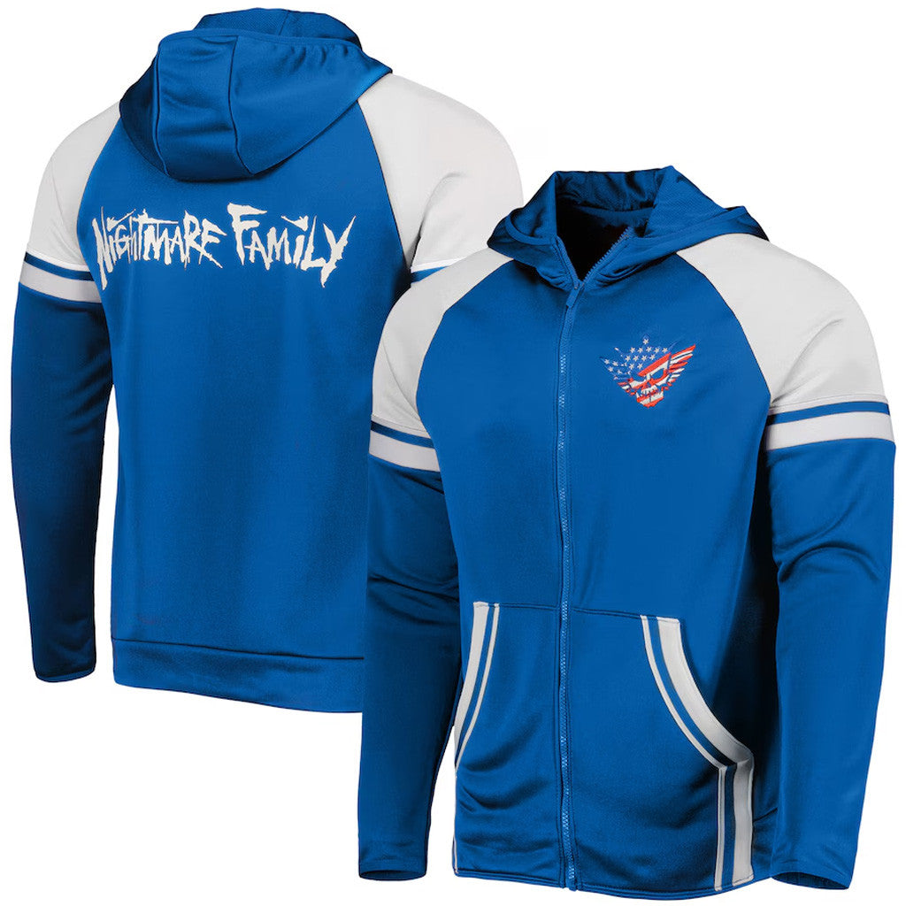 Cody Rhodes Merch Blue Cody Rhodes Nightmare Family Raglan Zip Hoodie Best Gifts For Boyfriend