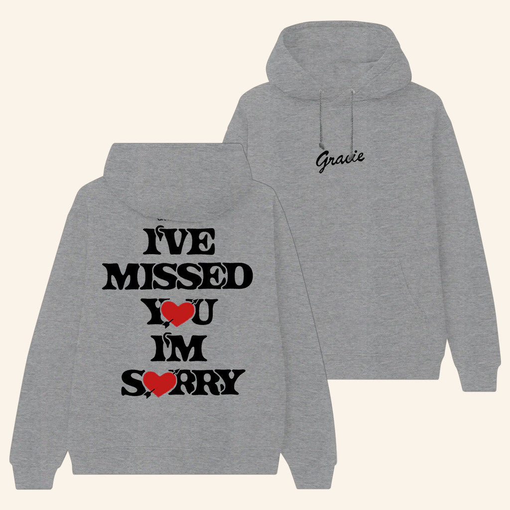 Gracie Abrams Merch I've Missed You I'm Sorry Grey Hoodie Gifts For Girlfriend