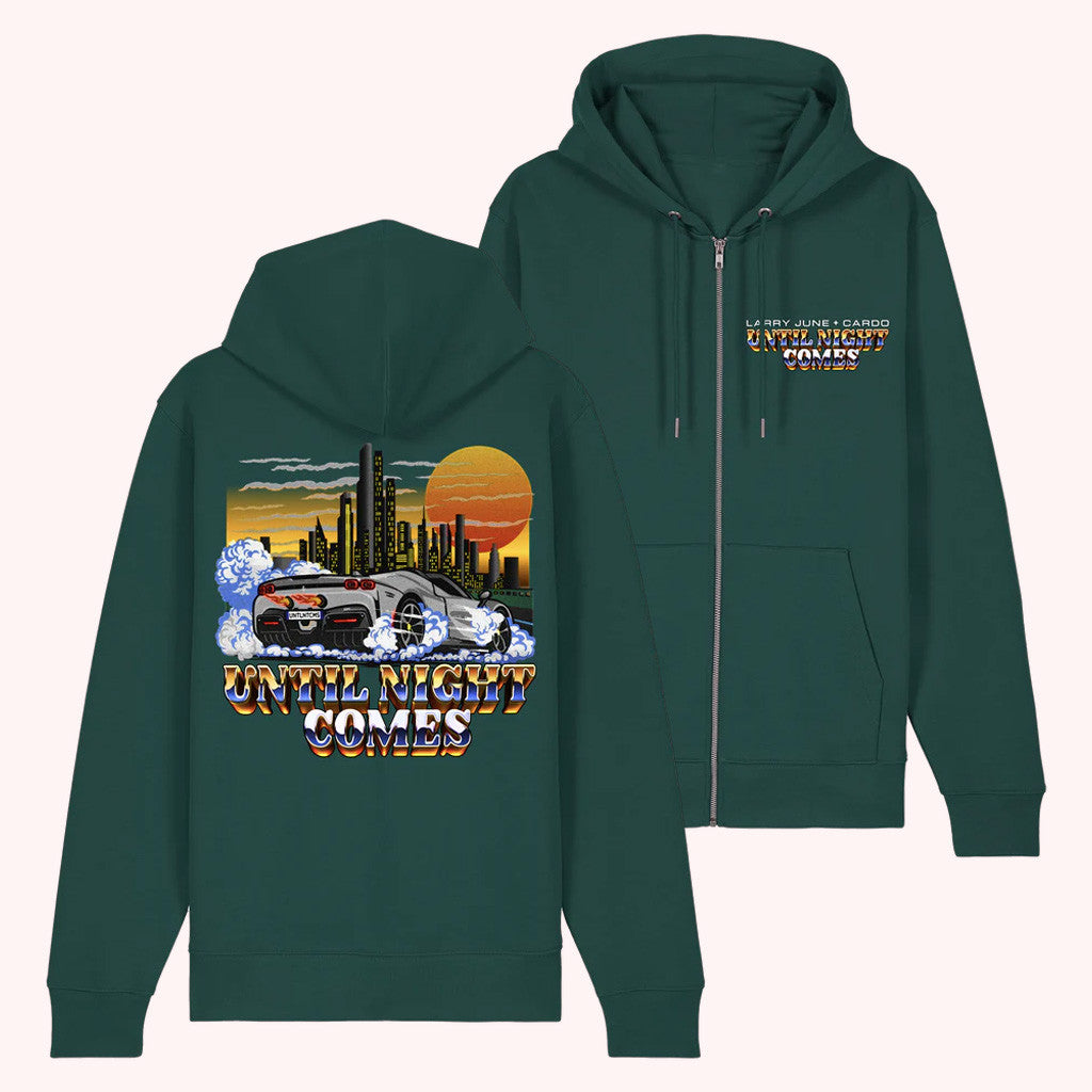 Larry June Merch Until Night Comes Cityscape Zip Hoodie Green Gift For Friends