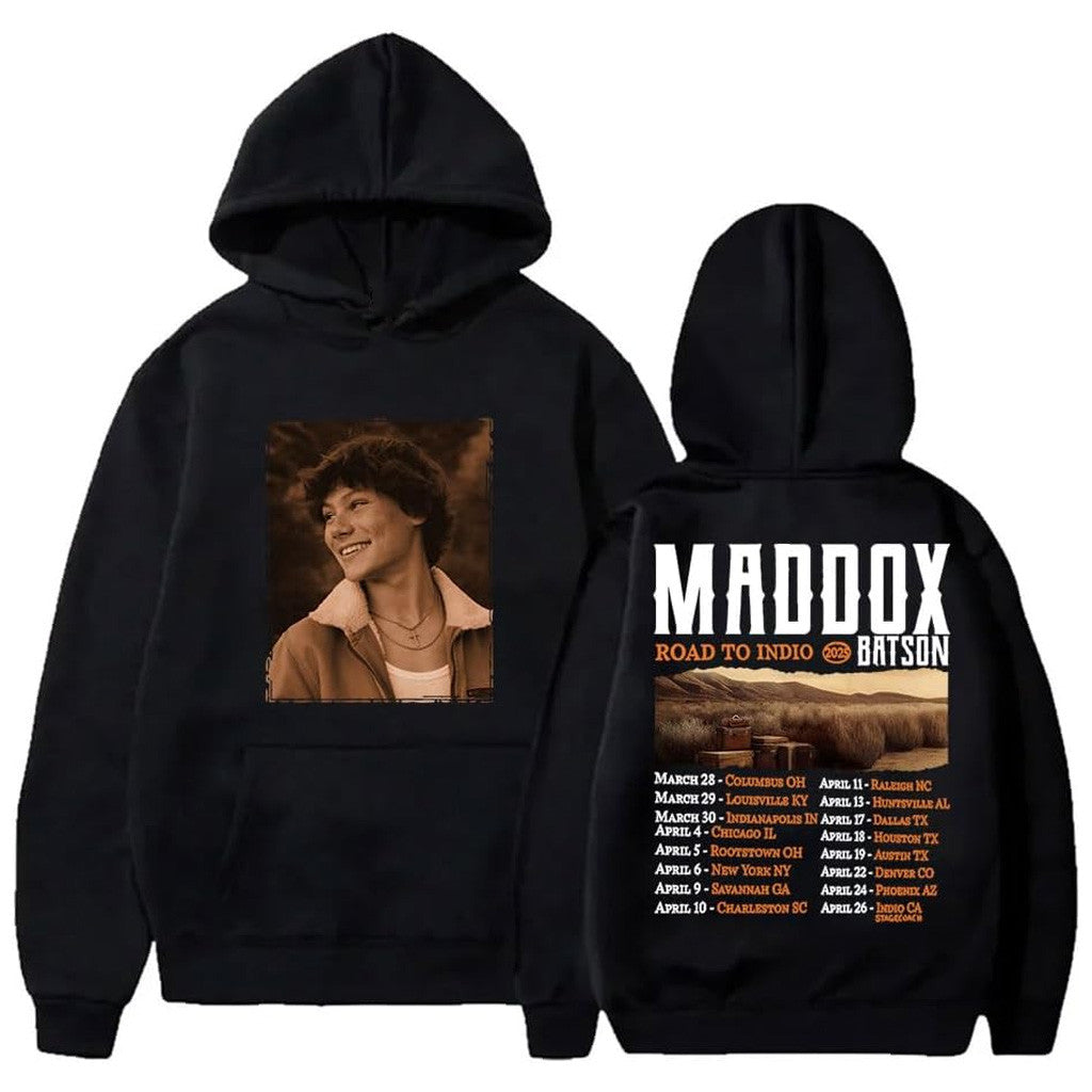 Maddox Batson Merch Tour Road To Indio Hoodie Black Gifts For Fans