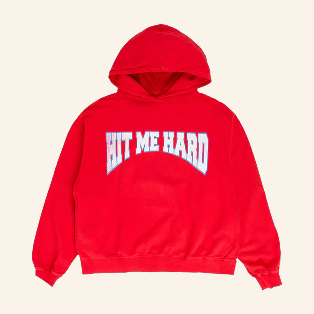 Billie Eilish Merch Hit Me Hard And Soft Red Hoodie Gifts For Besties