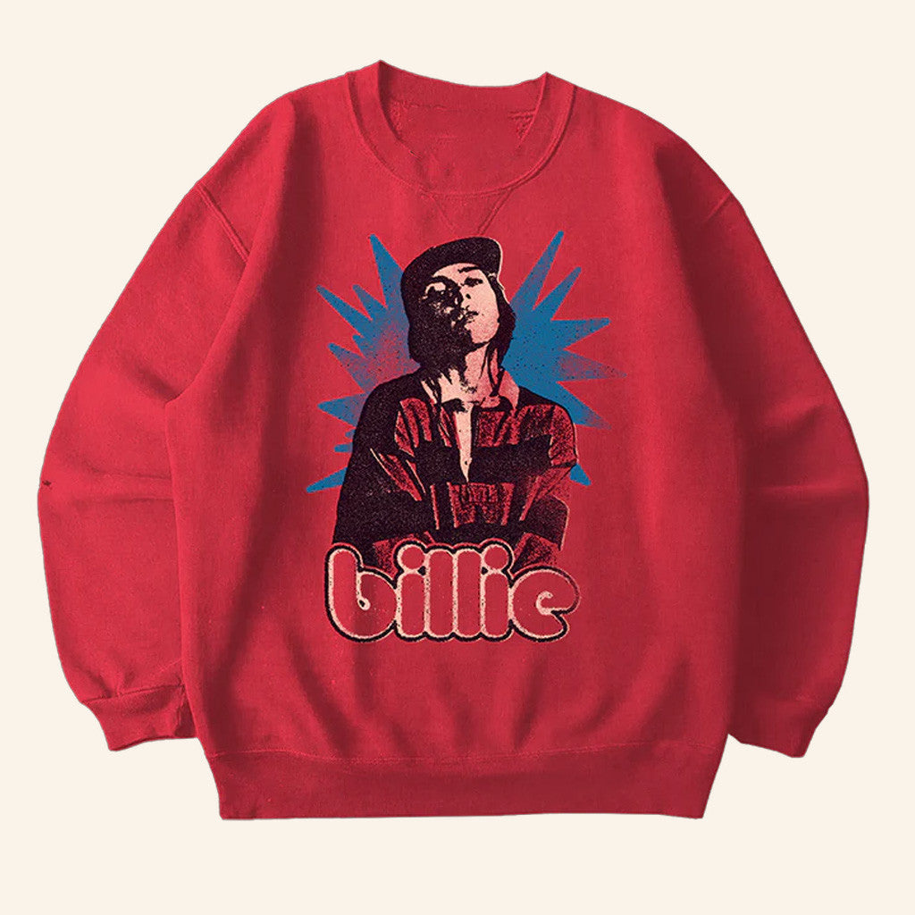 Billie Eilish Merch Billie x Lost Love Red Crewneck Sweatshirt Gifts For Fans
