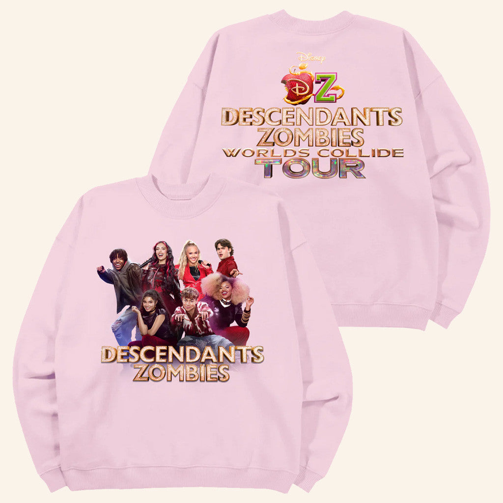 Descendants Zombies Worlds Collide Tour Merch Descendants Zombies Sweatshirt Pink