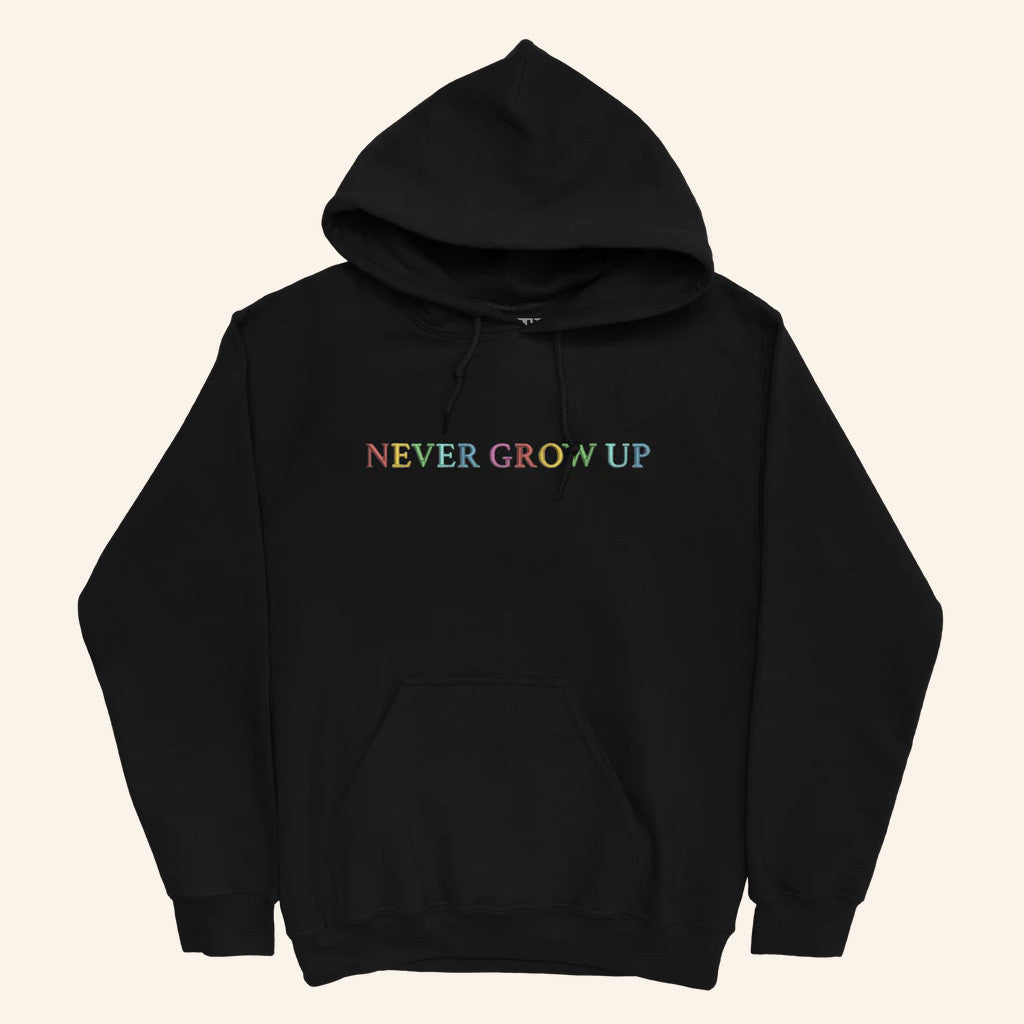 Baylen Levine Merch Never Grow Up Embroidered Black Hoodie Gifts For Friends