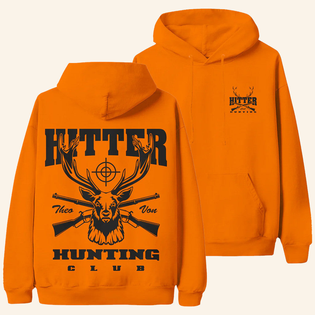 Theo Von Merch Hitter Hunting Club Orange Hoodie Gifts For Deer Hunters