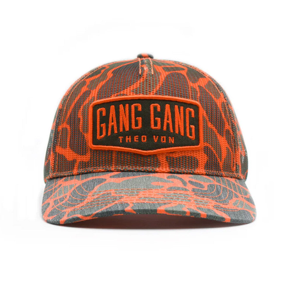 Theo Von Merch Gang Gang Orange Camo Hat Embroidered Gifts For Dudes