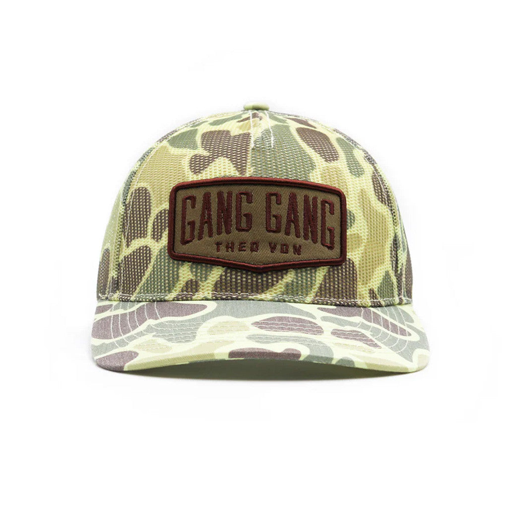 Theo Von Merch Gang Gang Green Camo Baseball Hat Embroidered Gifts For Him