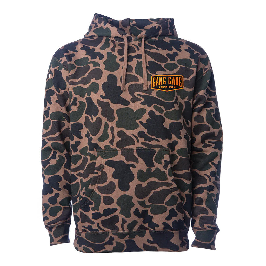 Theo Von Merch Gang Gang Patch Duck Camo Hoodie Unique Gifts For Husband
