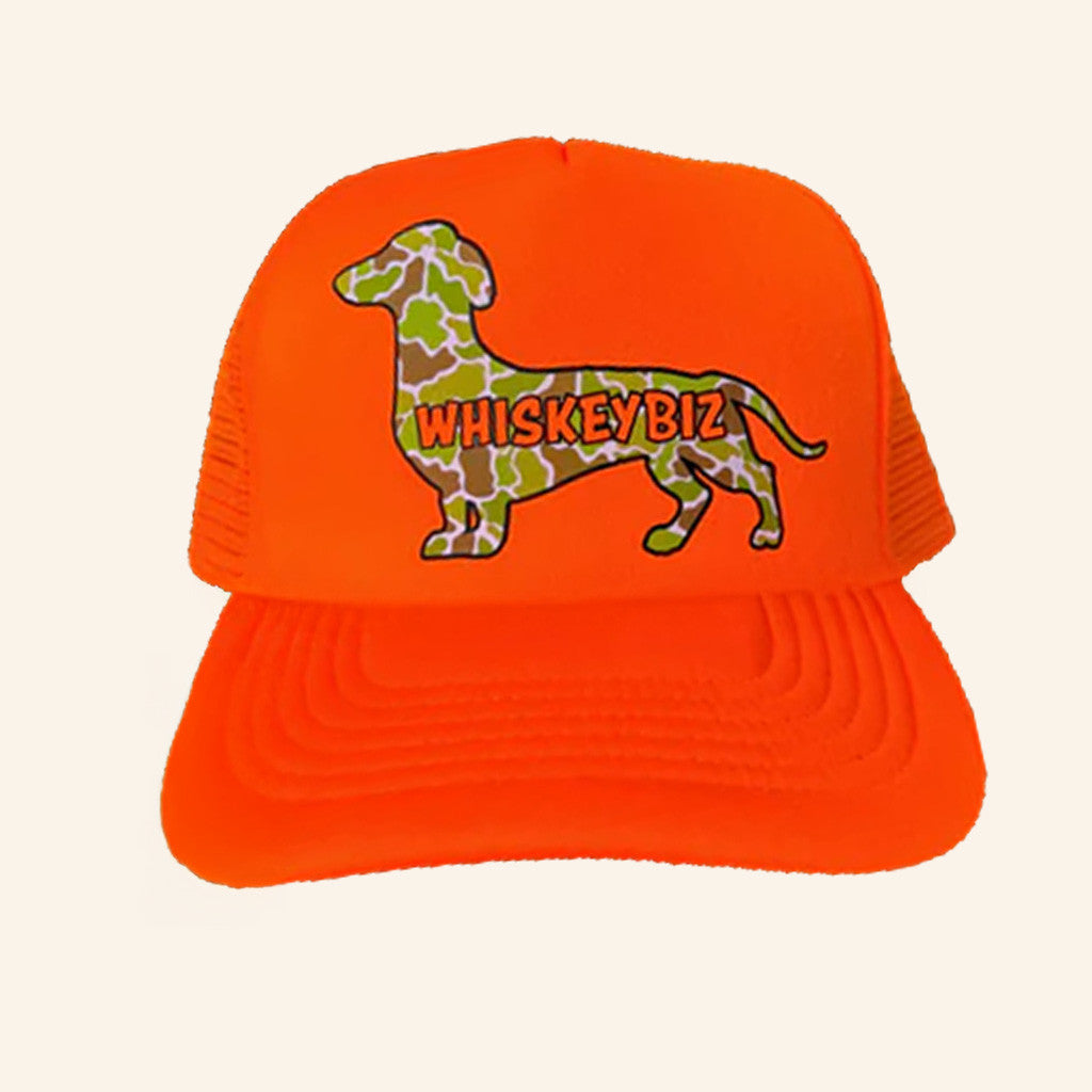 Whiskey Biz Merch Weenie Dog Camo Trucker Hat Gifts For Girlfriend