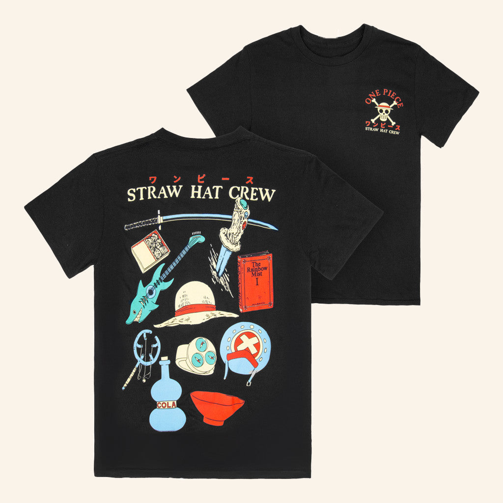 Super Hero Stuff Merch One Piece Straw Hat Crew Icons Front Back T-Shirt Him Gifts