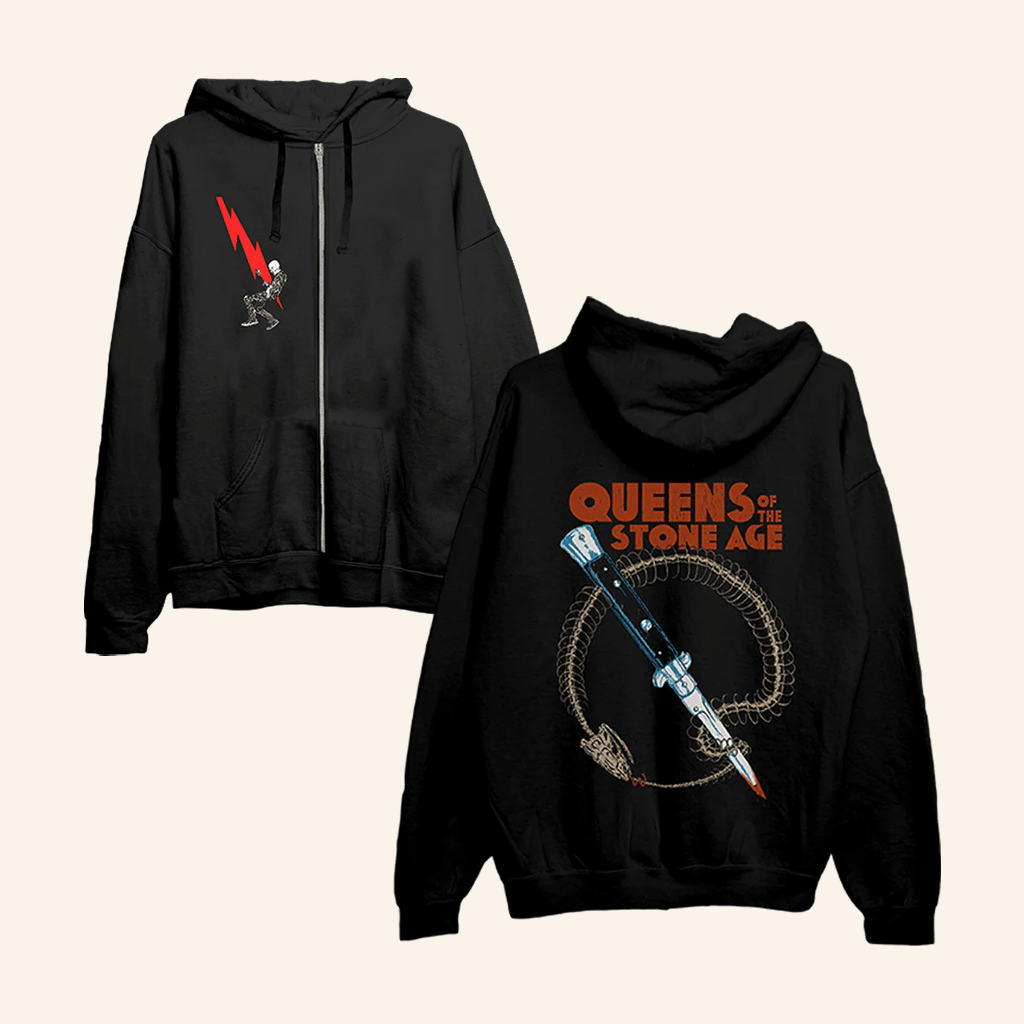 Queens Of The Stone Age Merch Lightning Bolt Black Zip Hoodie Him Gifts
