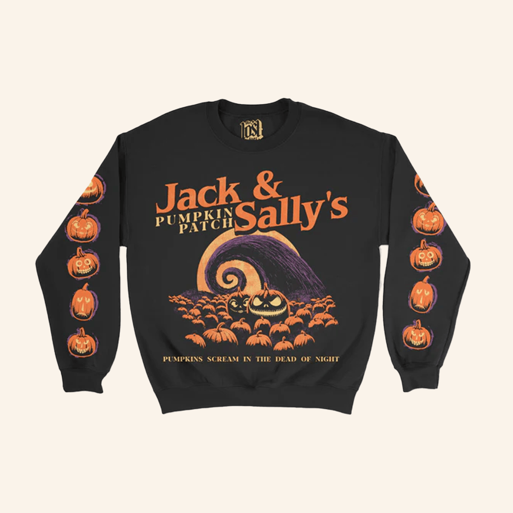 Lostbrostradingco Merch Jack And Sally's Pumpkin Patch Sweatshirt Gifts Ideas For Boyfriend