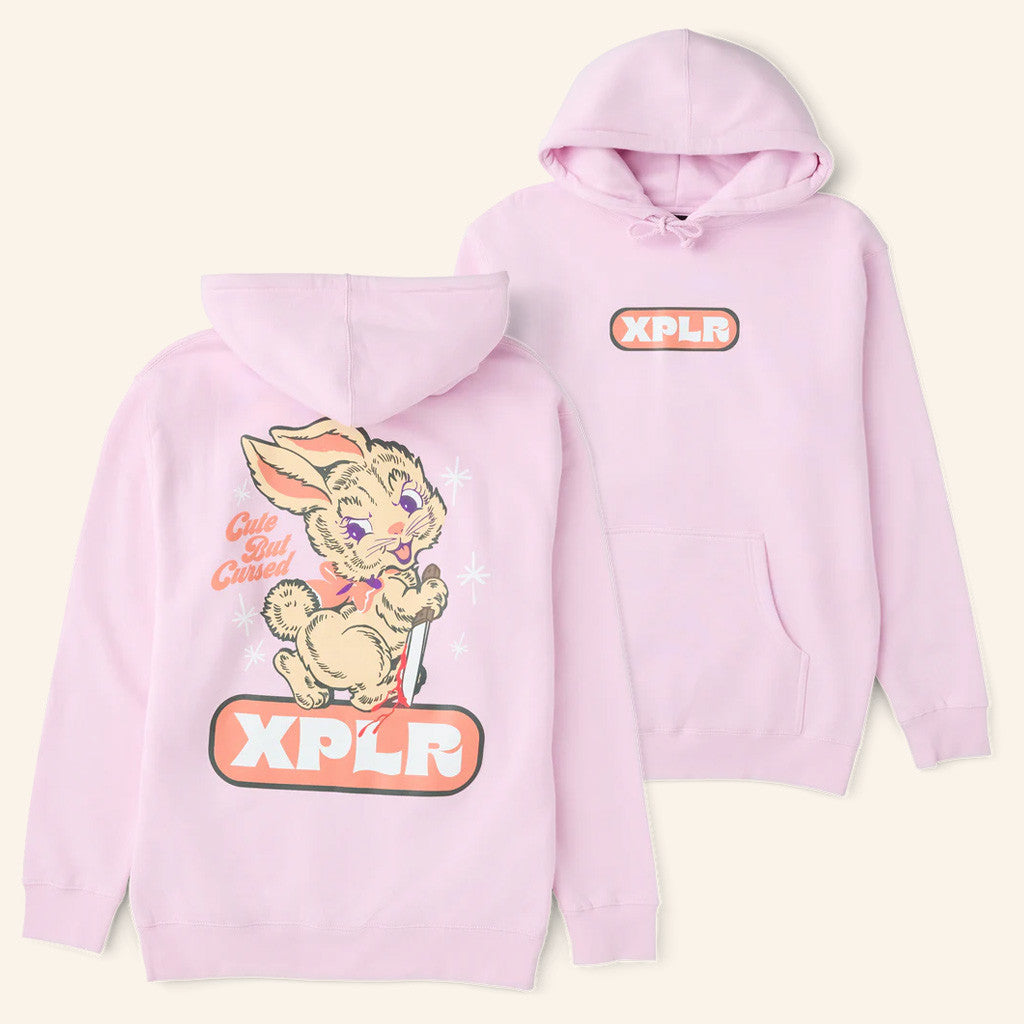 XPLR Merch Cute But Cursed Hoodie Light Pink Gift Ideas For Wife