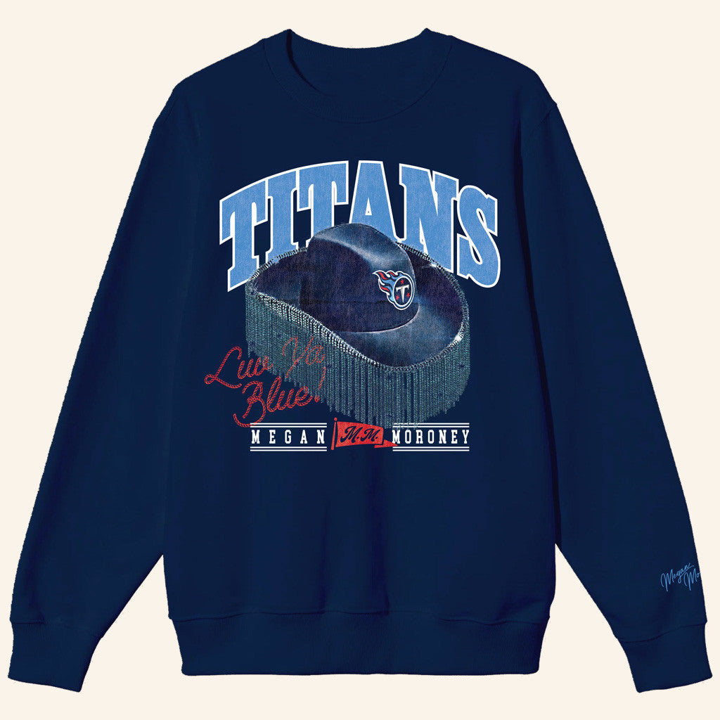 Megan Moroney Merch Megan Moroney x Tennessee Titans Cowgirl Hat Sweatshirt Navy