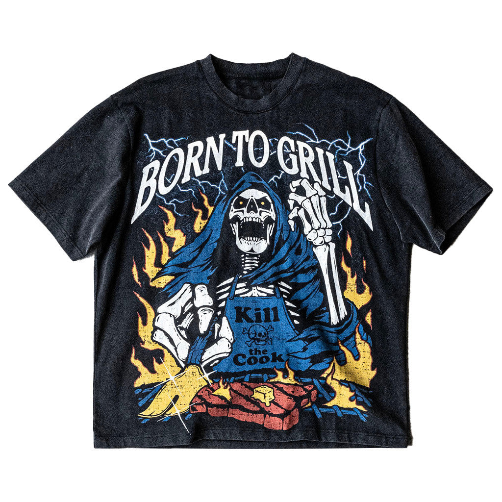 Cold Ones Merch Skull Born To Grill T-Shirt Gifts For Father