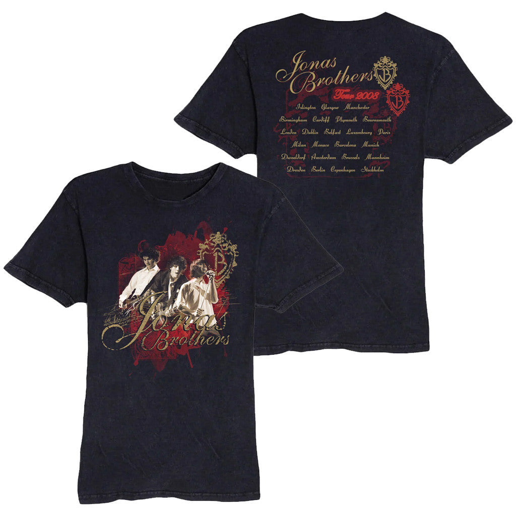 Jonas Brothers Merch Vintage Red Emblem Tour 2008 Wash T-Shirt Gifts For Her