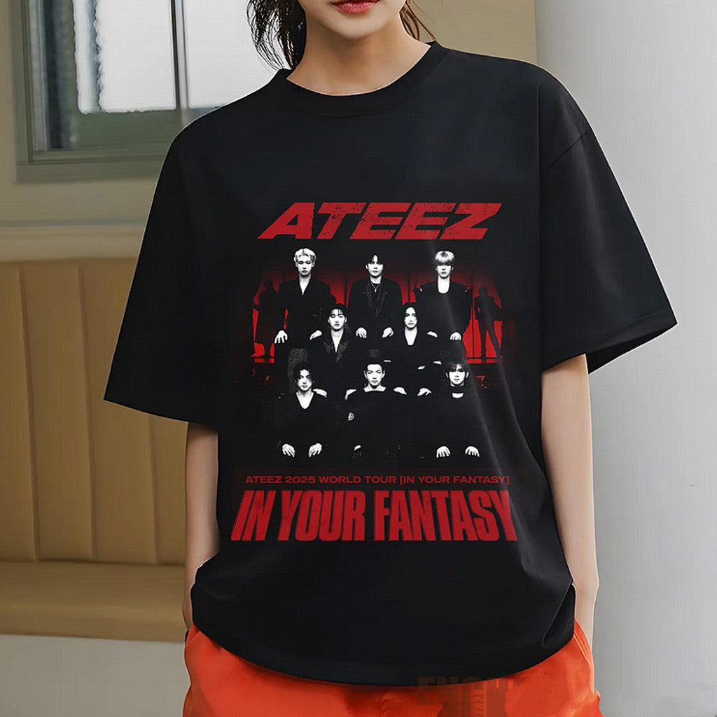 Ateez Merch Ateez 2025 World Tour In Your Fantasy Tour Photo Logo T-Shirt Fans Gift Ideas