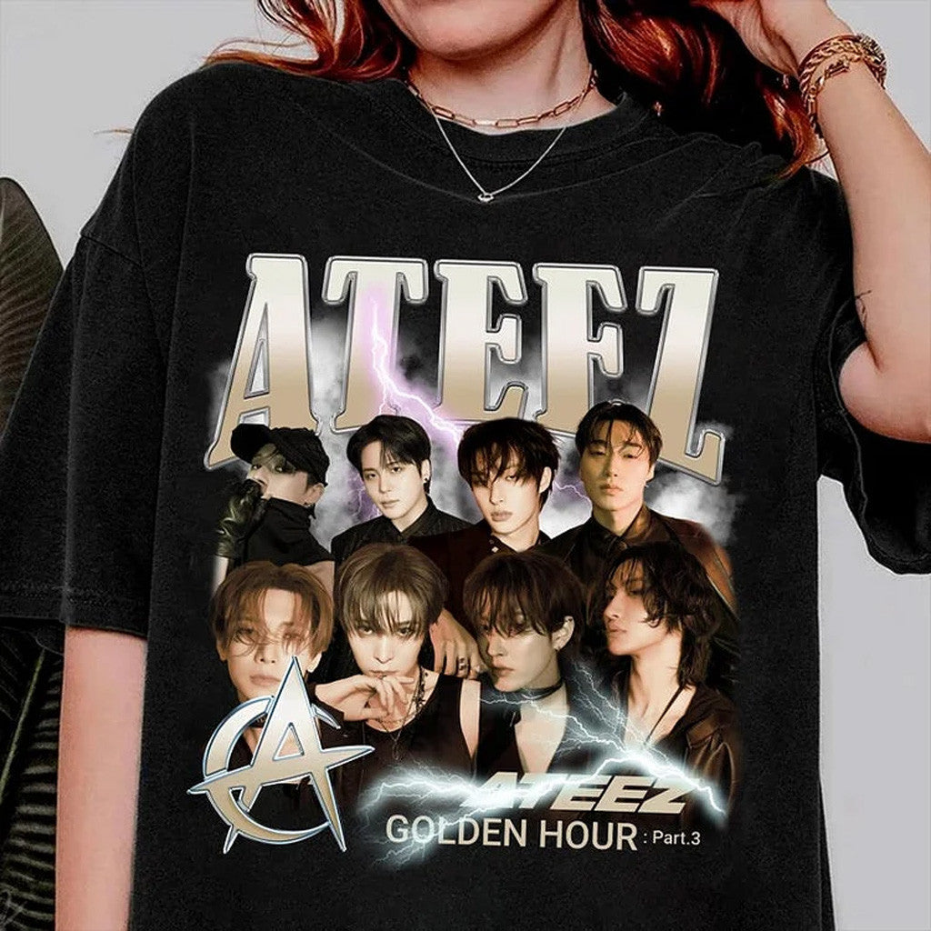 Ateez Merch Ateez Golden Hour Part 3 Member Photo T-Shirt Black Her Gift