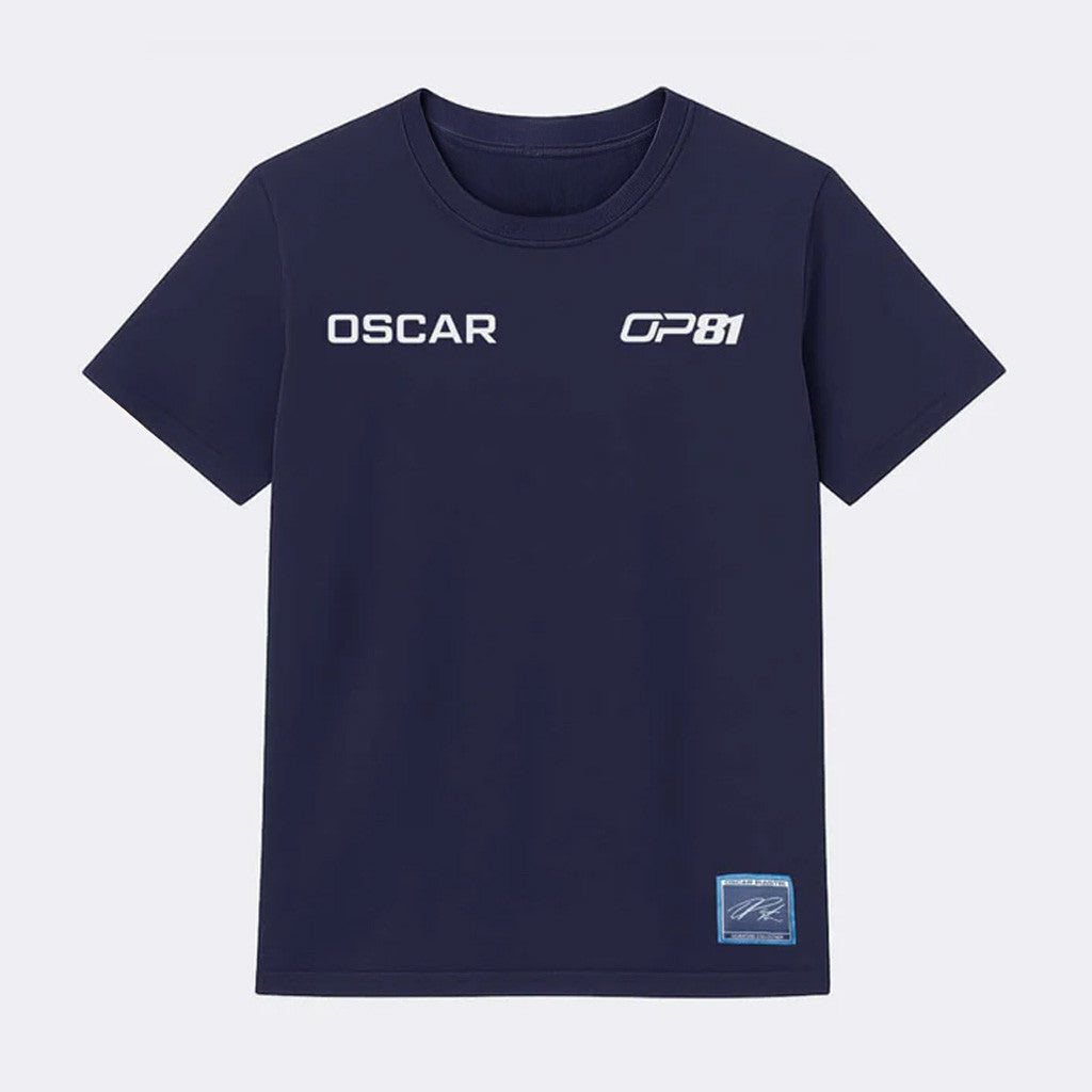 Oscar Piastri Merch Signature T-Shirt Navy Unique Gifts For Husband