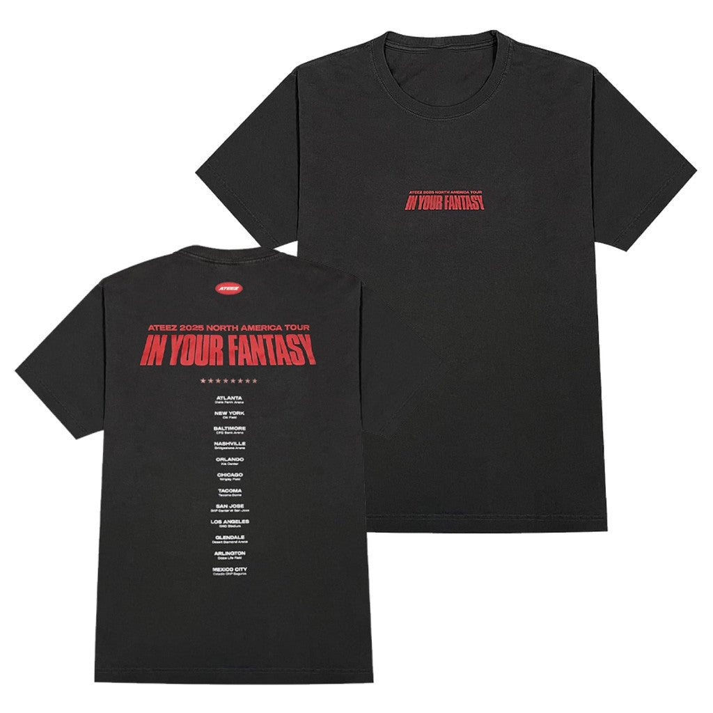 Ateez Merch 2025 2025 ATEEZ In Your Fantasy World Tour North America Tour Ver T-Shirt