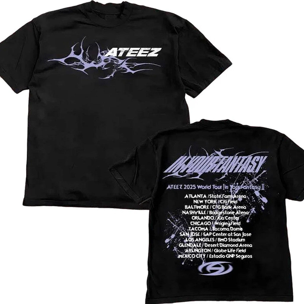 Ateez Merch 2025 ATEEZ In Your Fantasy World Tour North America Retro T-Shirt Gifs For Fans