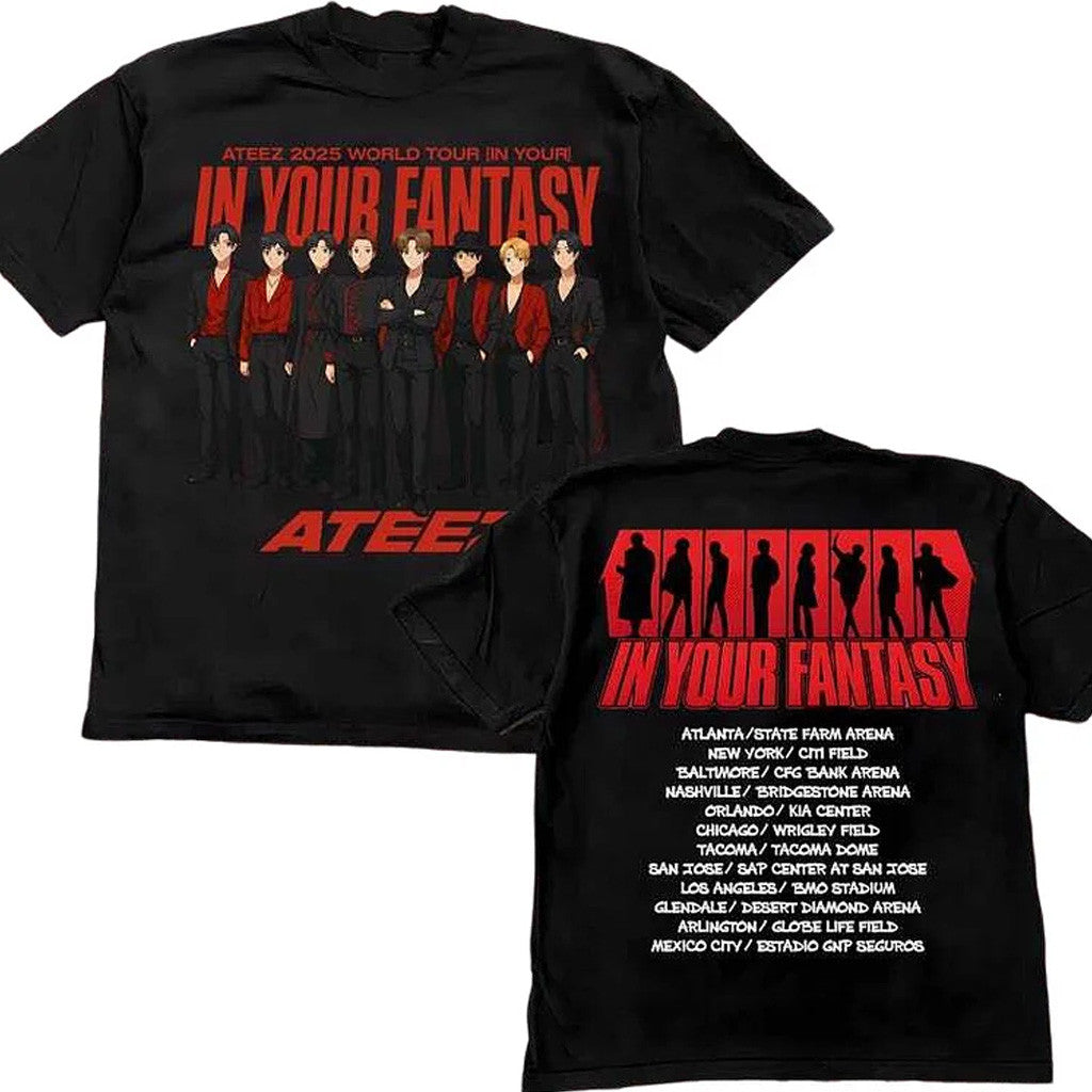 Ateez Merch Ateez 2025 World Tour in Your Fantasy Cartoon Cute T-Shirt Gifts For Fans