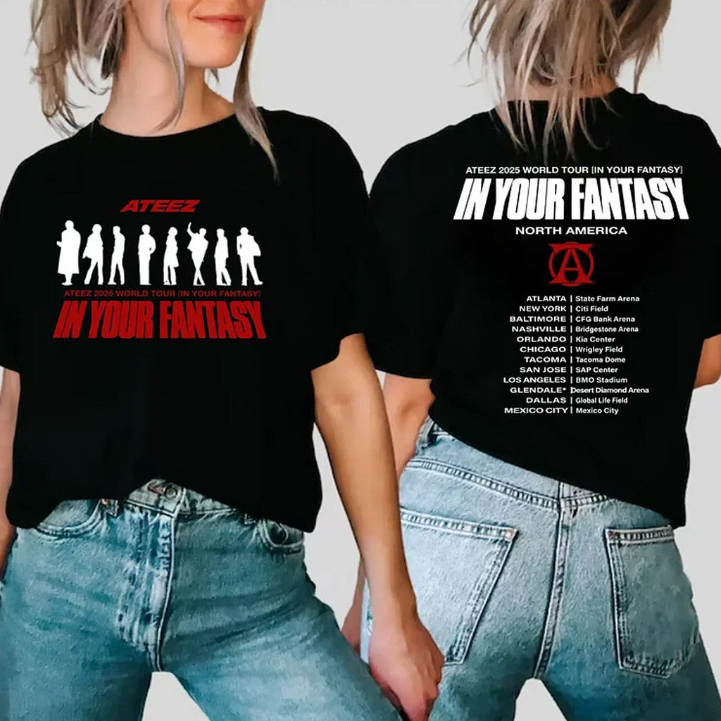 Ateez Merch Ateez 2025 World Tour in Your Fantasy North America Tour T-Shirt Fan Merch