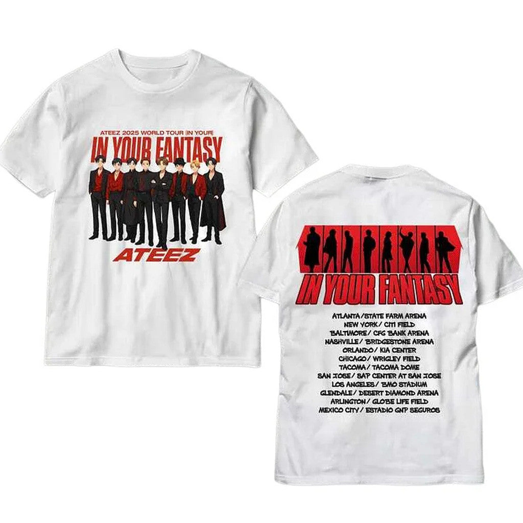 Ateez Merch Ateez 2025 World Tour in Your Fantasy Cartoon Cute T-Shirt Gifts For Friends