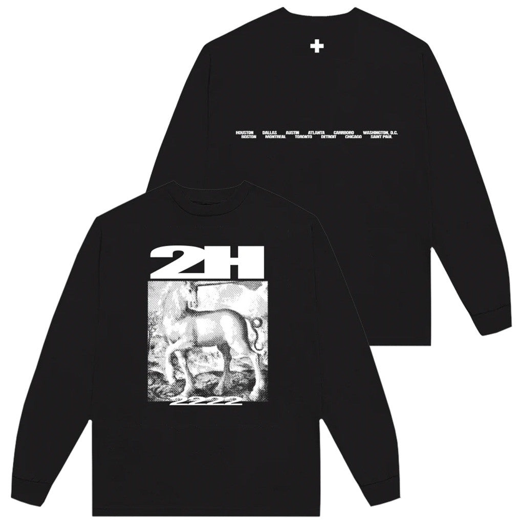 2Hollis Merch 2H Black Unicorn Dateback Long Sleeve Shirt Gift Ideas For Him