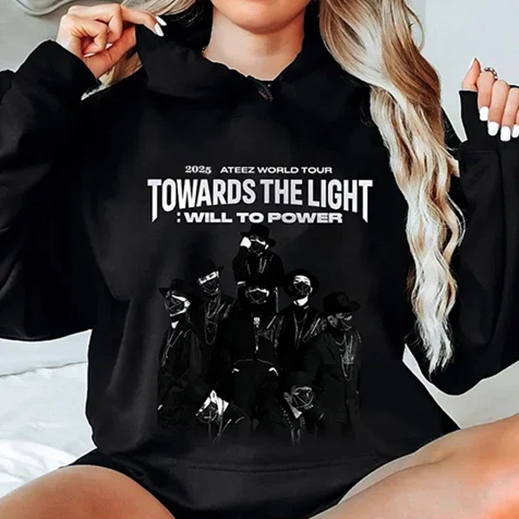 Ateez Merch 2025 ATEEZ World Tour Towards The Light Will To Power Logo Poster Hoodie For Fans