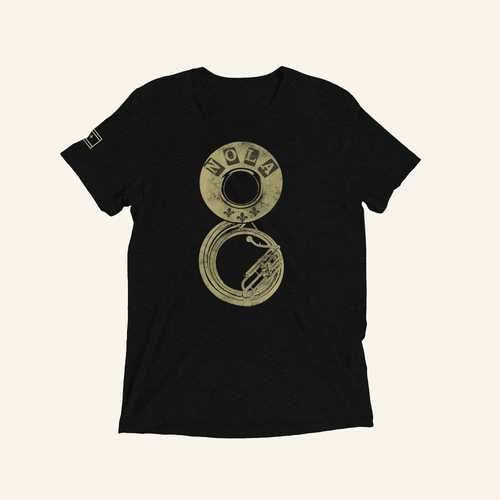 Nola Republic Tshirt co Merch Black And Gold City Edition Nola Tuba T-Shirt Him Gifts