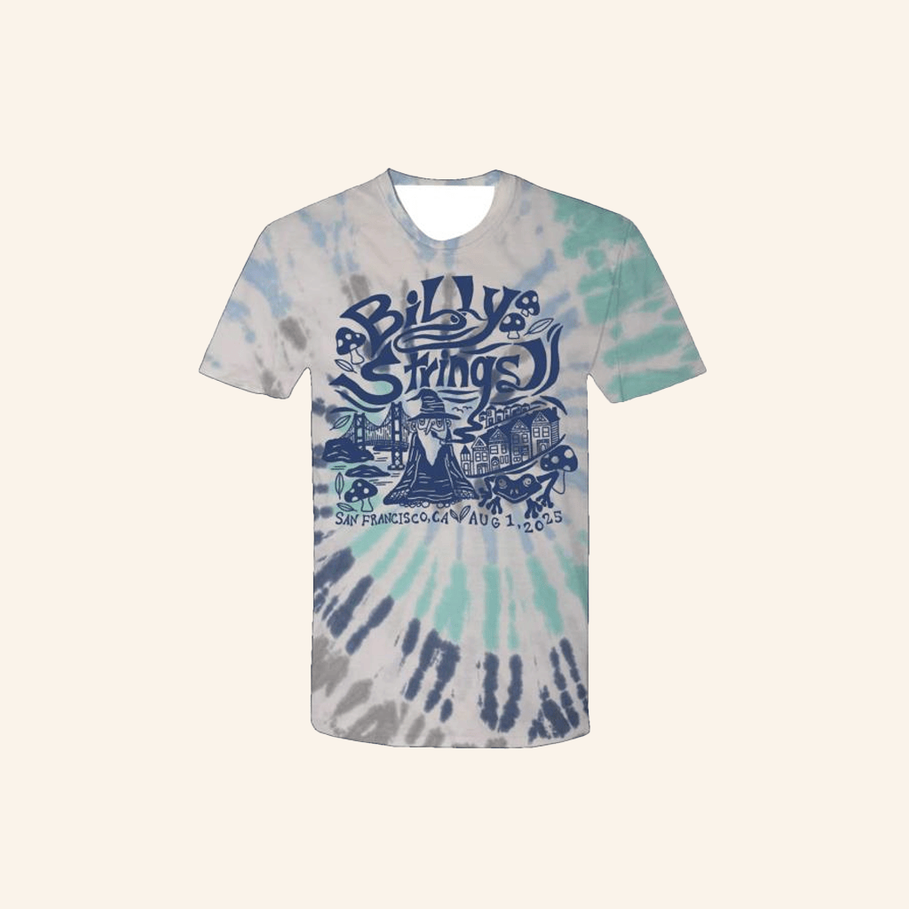 Billy Strings Merch Online Exclusive San Francisco Wizard Tie Dye T-Shirt Dudes Gifts