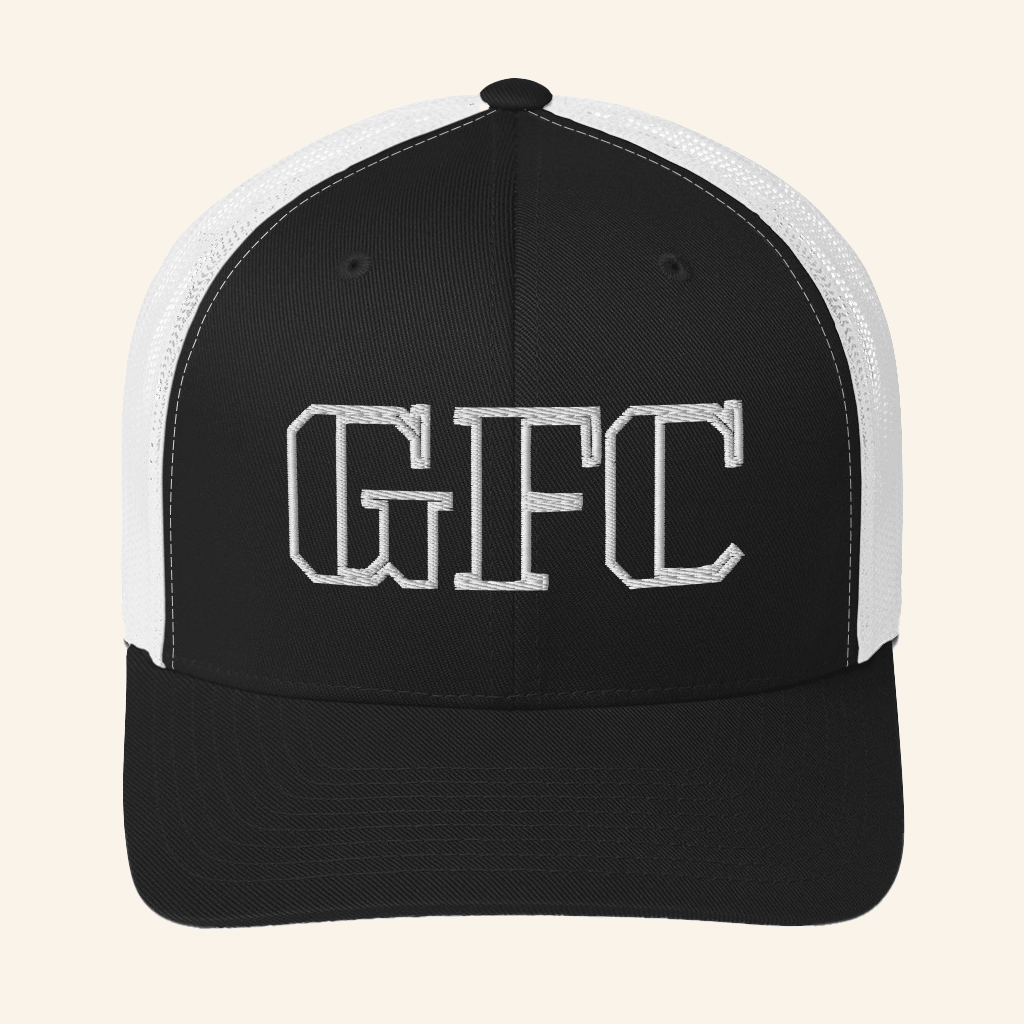 Barrr None Merch Gfc White Outline Embroidered Trucker Hat Him Gifts