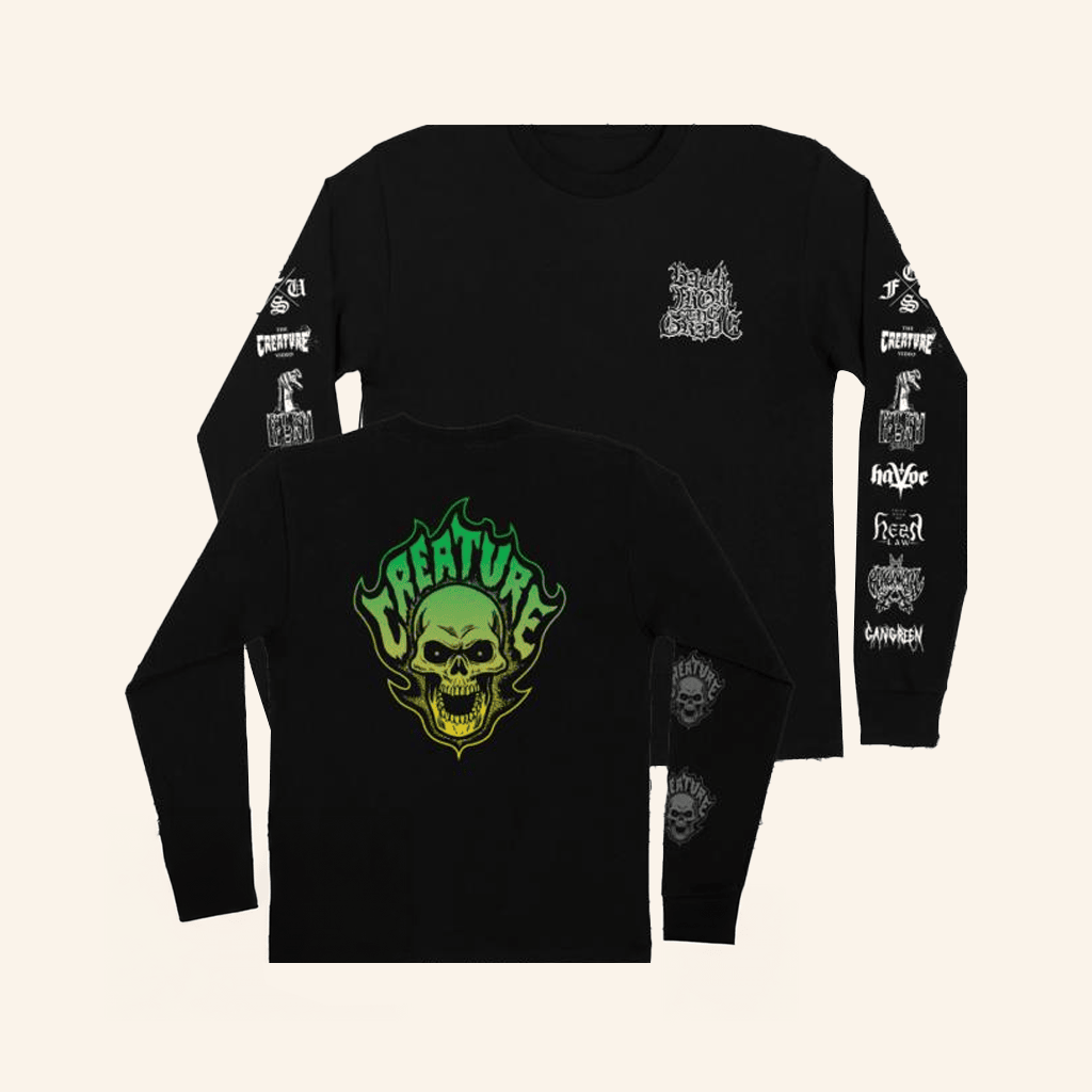 NHS Skate Direct Merch Bonehead Flame Mens Creature Long Sleeve T-Shirt Fans Gifts
