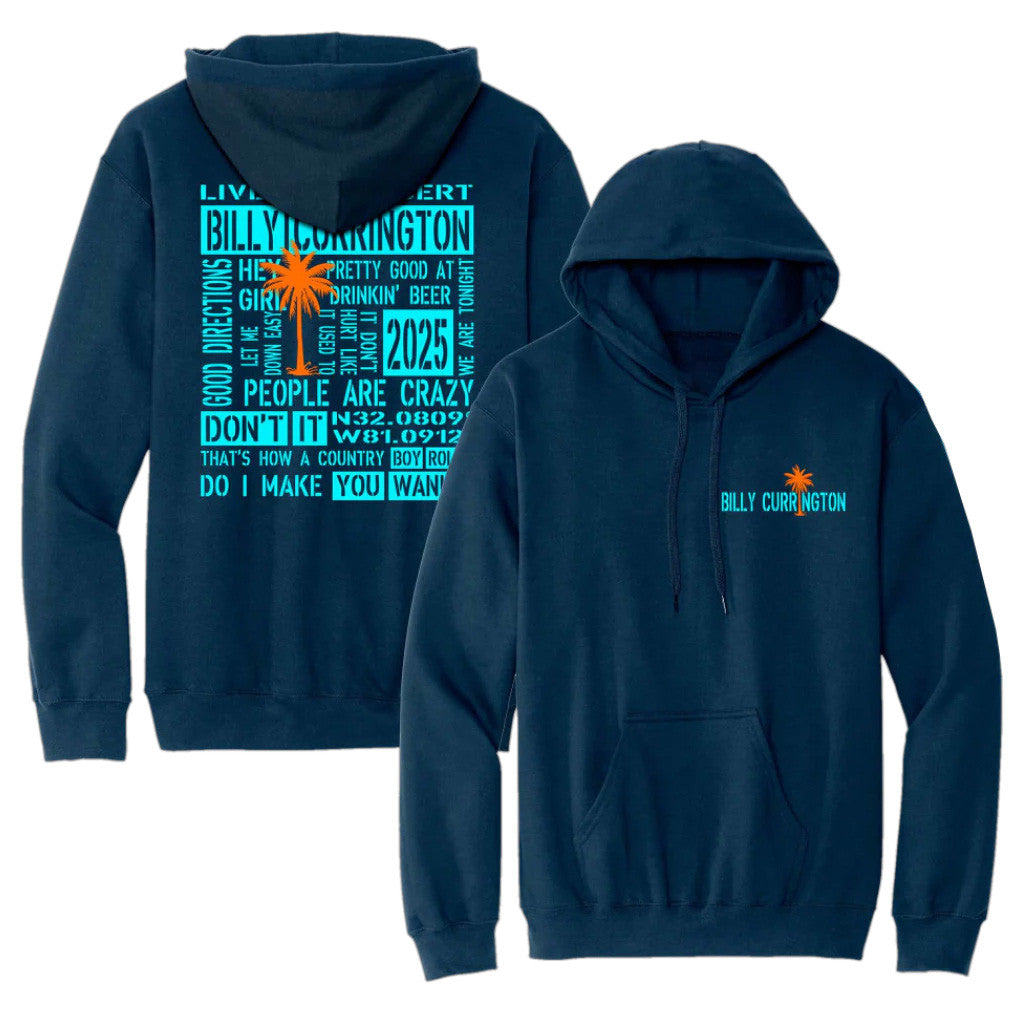 Billy Currington Merch Tour 2025 Billy Currington Navy Tour Hoodie Best Friends Gifts