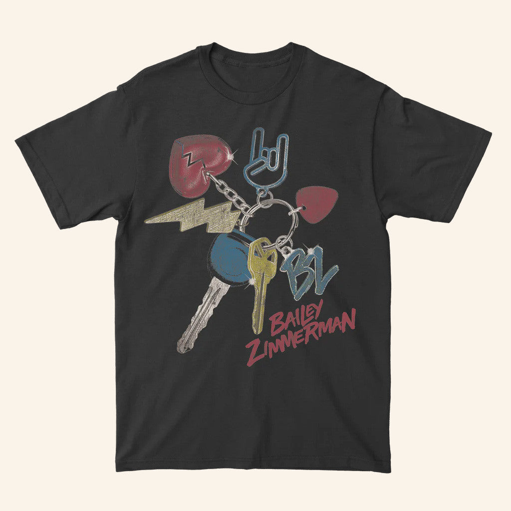 Bailey Zimmerman Merch Tour 2025 Keys Vintage Black T-Shirt Gifts For Dad