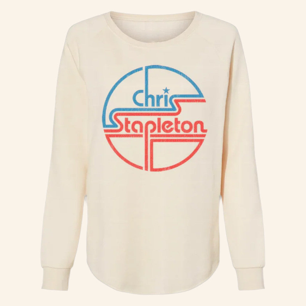 Chris Stapleton Merch Tour 2025 Ladies Circle Design Wave Wash Crewneck Sweatshirt Gifts For Fans