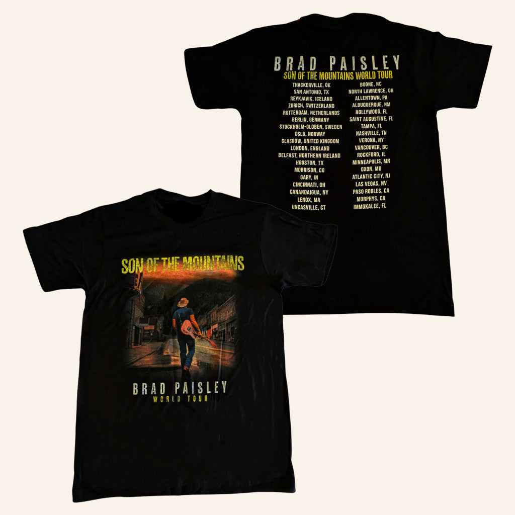 Brad Paisley Merch Tour 2025 Son of the Mountains World Tour T-Shirt Presents For Music Lovers