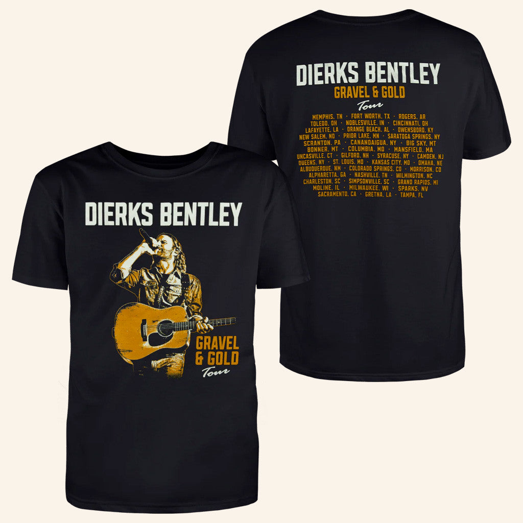 Dierks Bentley Merch Tour 2025 Gravel and Gold Tour T-Shirt Music Related Gifts For Guys